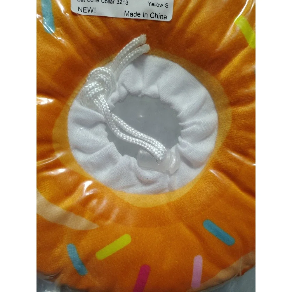 Donut Cat Cone Collar Plush Protective Recovery Cats/Dogs Small Orange Donut